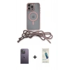 MARSİLYAN™- iPhone 13 Pro Max Kılıf Eksen Özel Seri - Şeffaf Pasifik Cam Ekran Koruyucu + Neon Fosforlu Kamera Lens - BZ