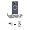 MARSİLYAN™- iPhone 13 Pro Max Kılıf Eksen Özel Seri - Şeffaf Pasifik Cam Ekran Koruyucu + Kırmızı Pers Alüminyum Kamera Lens