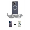 MARSİLYAN™- iPhone 13 Pro Max Kılıf Eksen Özel Seri - Şeffaf Pasifik Cam Ekran Koruyucu + Neon Fosforlu Kamera Lens - MI