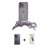 MARSİLYAN™- iPhone 13 Pro Max Kılıf Eksen Özel Seri - Şeffaf Pasifik Cam Ekran Koruyucu + Neon Fosforlu Kamera Lens - MI