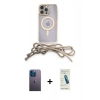 MARSİLYAN™- iPhone 13 Pro Max Kılıf Eksen Özel Seri - Şeffaf Pasifik Cam Ekran Koruyucu + Neon Fosforlu Kamera Lens - MI