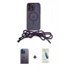 MARSİLYAN™- iPhone 13 Pro Max Kılıf Eksen Özel Seri - Şeffaf Pasifik Cam Ekran Koruyucu + Neon Fosforlu Kamera Lens - MI