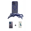 MARSİLYAN™- iPhone 13 Pro Max Kılıf Eksen Özel Seri - Şeffaf Pasifik Cam Ekran Koruyucu + Neon Fosforlu Kamera Lens - MI