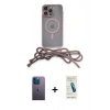 MARSİLYAN™- iPhone 13 Pro Max Kılıf Eksen Özel Seri - Şeffaf Pasifik Cam Ekran Koruyucu + Neon Fosforlu Kamera Lens - MI