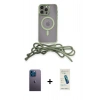 MARSİLYAN™- iPhone 13 Pro Max Kılıf Eksen Özel Seri - Şeffaf Pasifik Cam Ekran Koruyucu + Neon Fosforlu Kamera Lens - MI