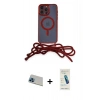 MARSİLYAN™- iPhone 13 Pro Max Kılıf Eksen Özel Seri - Şeffaf Pasifik Cam Ekran Koruyucu + Mavi Rainbow Kamera Lens Koruma Cam