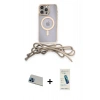 MARSİLYAN™- iPhone 13 Pro Max Kılıf Eksen Özel Seri - Şeffaf Pasifik Cam Ekran Koruyucu + Mavi Rainbow Kamera Lens Koruma Cam