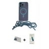 MARSİLYAN™- iPhone 13 Pro Max Kılıf Eksen Özel Seri - Şeffaf Pasifik Cam Ekran Koruyucu + Mavi Rainbow Kamera Lens Koruma Cam