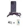 MARSİLYAN™- iPhone 13 Pro Max Kılıf Eksen Özel Seri - Şeffaf Pasifik Cam Ekran Koruyucu + Mavi Rainbow Kamera Lens Koruma Cam