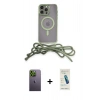 MARSİLYAN™- iPhone 13 Pro Max Kılıf Eksen Özel Seri - Şeffaf Pasifik Cam Ekran Koruyucu + Neon Fosforlu Kamera Lens - YL