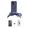 MARSİLYAN™- iPhone 13 Pro Max Kılıf Eksen Özel Seri - Şeffaf Pasifik Cam Ekran Koruyucu + Neon Fosforlu Kamera Lens - YL