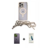 MARSİLYAN™- iPhone 13 Pro Max Kılıf Eksen Özel Seri - Şeffaf Pasifik Cam Ekran Koruyucu + Neon Fosforlu Kamera Lens - YL