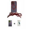 MARSİLYAN™- iPhone 13 Pro Max Kılıf Eksen Özel Seri - Şeffaf Pasifik Cam Ekran Koruyucu + Neon Fosforlu Kamera Lens - YL