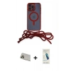 MARSİLYAN™- iPhone 13 Pro Max Kılıf Eksen Özel Seri - Şeffaf Pasifik Cam Ekran Koruyucu + Rainbow Kamera Lens Koruma Cam - REGD