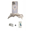MARSİLYAN™- iPhone 13 Pro Max Kılıf Eksen Özel Seri - Şeffaf Pasifik Cam Ekran Koruyucu + Rainbow Kamera Lens Koruma Cam - REGD