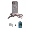 MARSİLYAN™- iPhone 13 Pro Max Kılıf Eksen Özel Seri - Siyah 18D Cam Ekran Koruyucu + Mor Rainbow Kamera Lens Koruma Cam