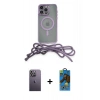 MARSİLYAN™- iPhone 13 Pro Max Kılıf Eksen Özel Seri - Siyah 18D Cam Ekran Koruyucu + Neon Fosforlu Kamera Lens - BZ