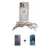 MARSİLYAN™- iPhone 13 Pro Max Kılıf Eksen Özel Seri - Siyah 18D Cam Ekran Koruyucu + Neon Fosforlu Kamera Lens - BZ