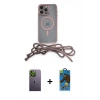 MARSİLYAN™- iPhone 13 Pro Max Kılıf Eksen Özel Seri - Siyah 18D Cam Ekran Koruyucu + Neon Fosforlu Kamera Lens - YL