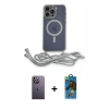 MARSİLYAN™- iPhone 13 Pro Max Kılıf Eksen Özel Seri - Siyah 18D Cam Ekran Koruyucu + Neon Fosforlu Kamera Lens - BZ