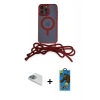 MARSİLYAN™- iPhone 13 Pro Max Kılıf Eksen Özel Seri - Siyah 18D Cam Ekran Koruyucu + Pers Alüminyum Kamera Lens - SABE