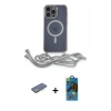 MARSİLYAN™- iPhone 13 Pro Max Kılıf Eksen Özel Seri - Siyah 18D Cam Ekran Koruyucu + Renkli Kamera Lens Koruma Cam - YL