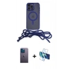 MARSİLYAN™- iPhone 13 Pro Max Kılıf Eksen Özel Seri - Siyah 3D Antistatik Cam Ekran Koruyucu + Neon Fosforlu Kamera Lens - MI