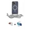 MARSİLYAN™- iPhone 13 Pro Max Kılıf Eksen Özel Seri - Siyah 3D Antistatik Cam Ekran Koruyucu + Pers Alüminyum Kamera Lens - KI