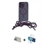 MARSİLYAN™- iPhone 13 Pro Max Kılıf Eksen Özel Seri - Siyah 3D Antistatik Cam Ekran Koruyucu + Rainbow Kamera Lens Koruma Cam - REGD
