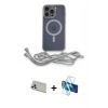 MARSİLYAN™- iPhone 13 Pro Max Kılıf Eksen Özel Seri - Siyah 3D Antistatik Cam Ekran Koruyucu + Rainbow Kamera Lens Koruma Cam - BZ