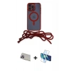 MARSİLYAN™- iPhone 13 Pro Max Kılıf Eksen Özel Seri - Siyah 3D Antistatik Cam Ekran Koruyucu + Rainbow Kamera Lens Koruma Cam - MR