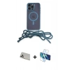 MARSİLYAN™- iPhone 13 Pro Max Kılıf Eksen Özel Seri - Siyah 3D Antistatik Cam Ekran Koruyucu + Rainbow Kamera Lens Koruma Cam - BZ
