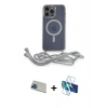 MARSİLYAN™- iPhone 13 Pro Max Kılıf Eksen Özel Seri - Siyah 3D Antistatik Cam Ekran Koruyucu + Rainbow Kamera Lens Koruma Cam - MI