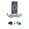 MARSİLYAN™- iPhone 13 Pro Max Kılıf Eksen Özel Seri - Siyah 3D Antistatik Cam Ekran Koruyucu + Raze Metal Kamera Lens - GD