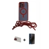 MARSİLYAN™- iPhone 13 Pro Max Kılıf Eksen Özel Seri - Siyah 3D Antistatik Hayalet Cam Ekran Koruyucu + Rainbow Kamera Lens Koruma Cam - KI