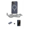 MARSİLYAN™- iPhone 13 Pro Max Kılıf Eksen Özel Seri - Siyah 3D Antistatik Hayalet Cam Ekran Koruyucu + Renkli Kamera Lens Koruma Cam - MI