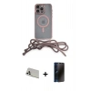MARSİLYAN™- iPhone 13 Pro Max Kılıf Eksen Özel Seri - Siyah 3D Antistatik Hayalet Cam Ekran Koruyucu + Rainbow Kamera Lens Koruma Cam - BZ