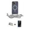 MARSİLYAN™- iPhone 13 Pro Max Kılıf Eksen Özel Seri - Siyah 3D Antistatik Hayalet Cam Ekran Koruyucu + Rainbow Kamera Lens Koruma Cam - BZ