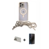 MARSİLYAN™- iPhone 13 Pro Max Kılıf Eksen Özel Seri - Siyah 3D Antistatik Hayalet Cam Ekran Koruyucu + Rainbow Kamera Lens Koruma Cam - REGD