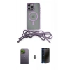 MARSİLYAN™- iPhone 13 Pro Max Kılıf Eksen Özel Seri - Siyah 3D Antistatik Hayalet Cam Ekran Koruyucu + Neon Fosforlu Kamera Lens - YL