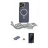 MARSİLYAN™- iPhone 13 Pro Max Kılıf Eksen Özel Seri - Siyah 3D Antistatik Hayalet Cam Ekran Koruyucu + Renkli Kamera Lens Koruma Cam - YL
