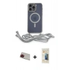 MARSİLYAN™- iPhone 13 Pro Max Kılıf Eksen Özel Seri - Siyah 6D Mat Seramik Hayalet Nano Ekran Koruyucu + Rainbow Kamera Lens Koruma Cam - KI