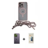 MARSİLYAN™- iPhone 13 Pro Max Kılıf Eksen Özel Seri - Siyah 6D Mat Seramik Hayalet Nano Ekran Koruyucu + Yeşil Neon Fosforlu Kamera Lens
