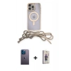 MARSİLYAN™- iPhone 13 Pro Max Kılıf Eksen Özel Seri - Siyah Bilvis 3D Cam Ekran Koruyucu + Neon Fosforlu Kamera Lens - MI