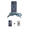 MARSİLYAN™- iPhone 13 Pro Max Kılıf Eksen Özel Seri - Siyah Bilvis 3D Cam Ekran Koruyucu + Neon Fosforlu Kamera Lens - MI