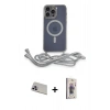 MARSİLYAN™- iPhone 13 Pro Max Kılıf Eksen Özel Seri - Siyah Bilvis 3D Cam Ekran Koruyucu + Rainbow Kamera Lens Koruma Cam - MR