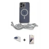 MARSİLYAN™- iPhone 13 Pro Max Kılıf Eksen Özel Seri - Siyah Bilvis 3D Mat Cam Ekran Koruyucu + Lacivert Pers Alüminyum Kamera Lens