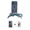 MARSİLYAN™- iPhone 13 Pro Max Kılıf Eksen Özel Seri - Siyah Bilvis 3D Mat Cam Ekran Koruyucu + Neon Fosforlu Kamera Lens - MI