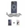 MARSİLYAN™- iPhone 13 Pro Max Kılıf Eksen Özel Seri - Siyah Bilvis 3D Mat Cam Ekran Koruyucu + Neon Fosforlu Kamera Lens - MI