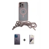 MARSİLYAN™- iPhone 13 Pro Max Kılıf Eksen Özel Seri - Siyah Bilvis 3D Mat Cam Ekran Koruyucu + Neon Fosforlu Kamera Lens - MI